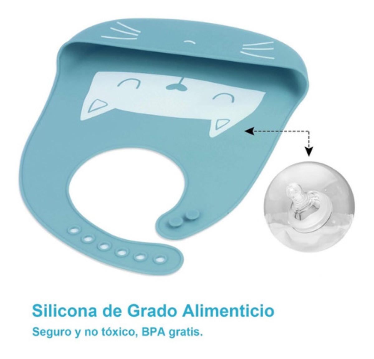 Baberos Bebé Silicona Impermeable Niña Niño Suave azul verde