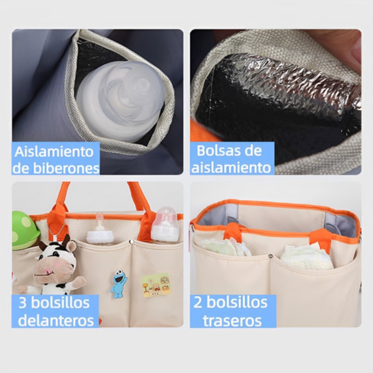 Pañaleras Mochila Modernas Para Bebe Viaje Multiuso Azul acero