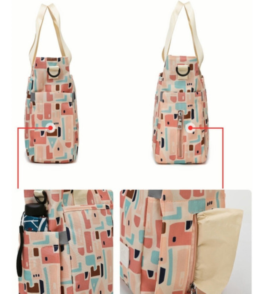 Mochila Bolsa Pañalera Modernas Impermeabl De Bebe Viaje Azul HOJAS  BLANCO