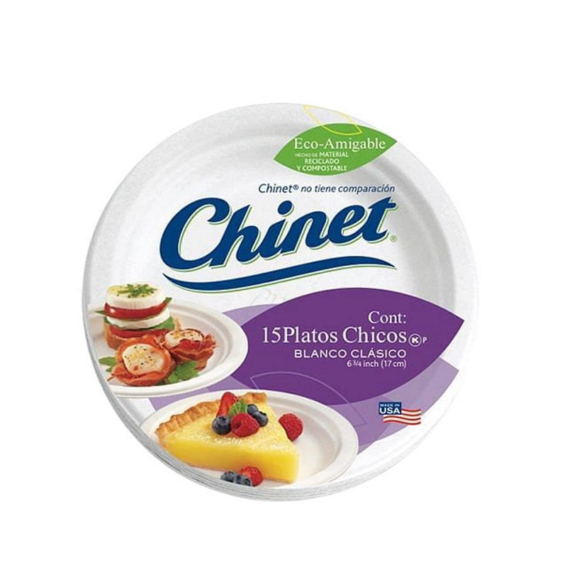 15 Platos Chicos desechables No.6 17cm Biodegradable Chinet.