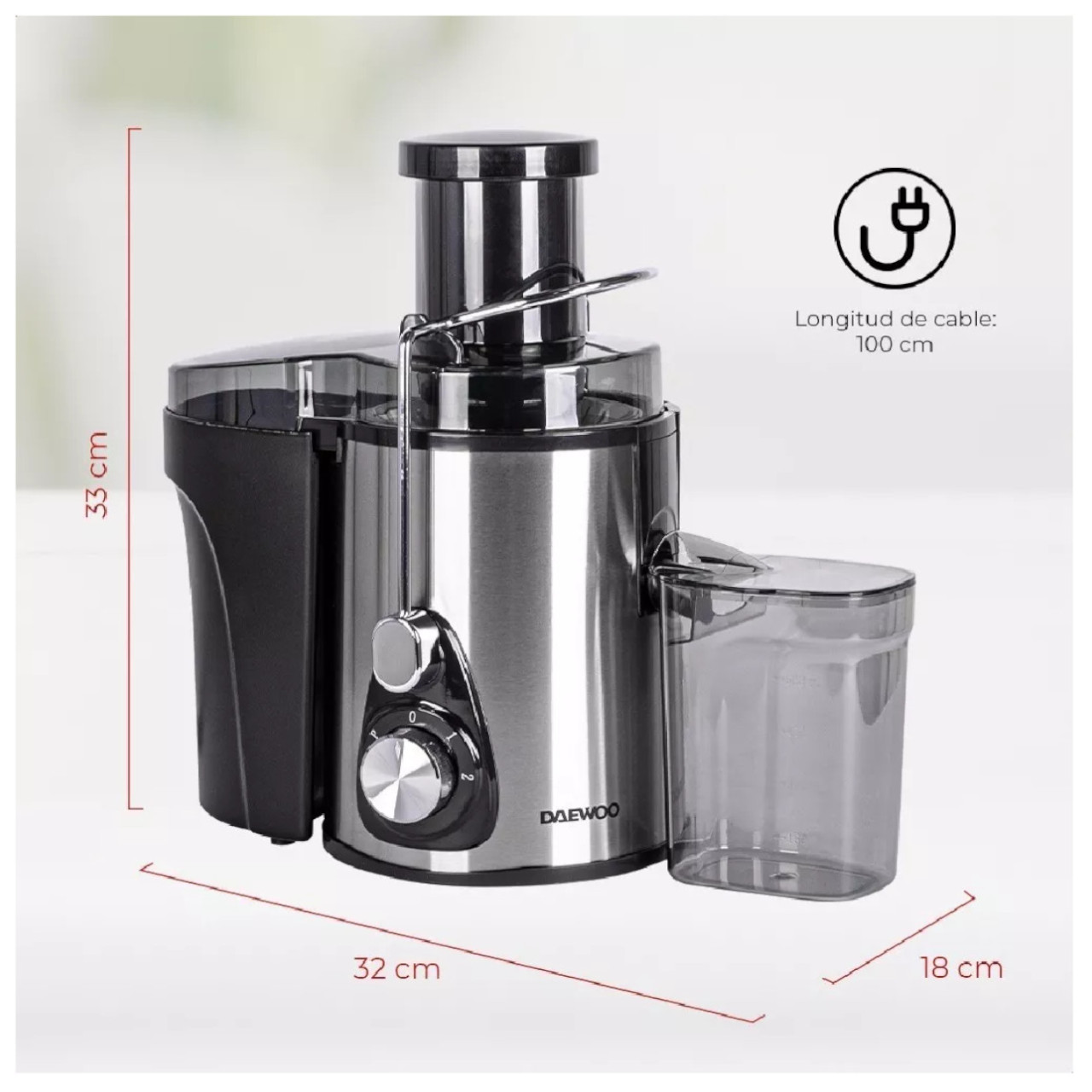 Extractor De Jugo Daewoo Acero Inox 2Vel 600ml 400W Plateado
