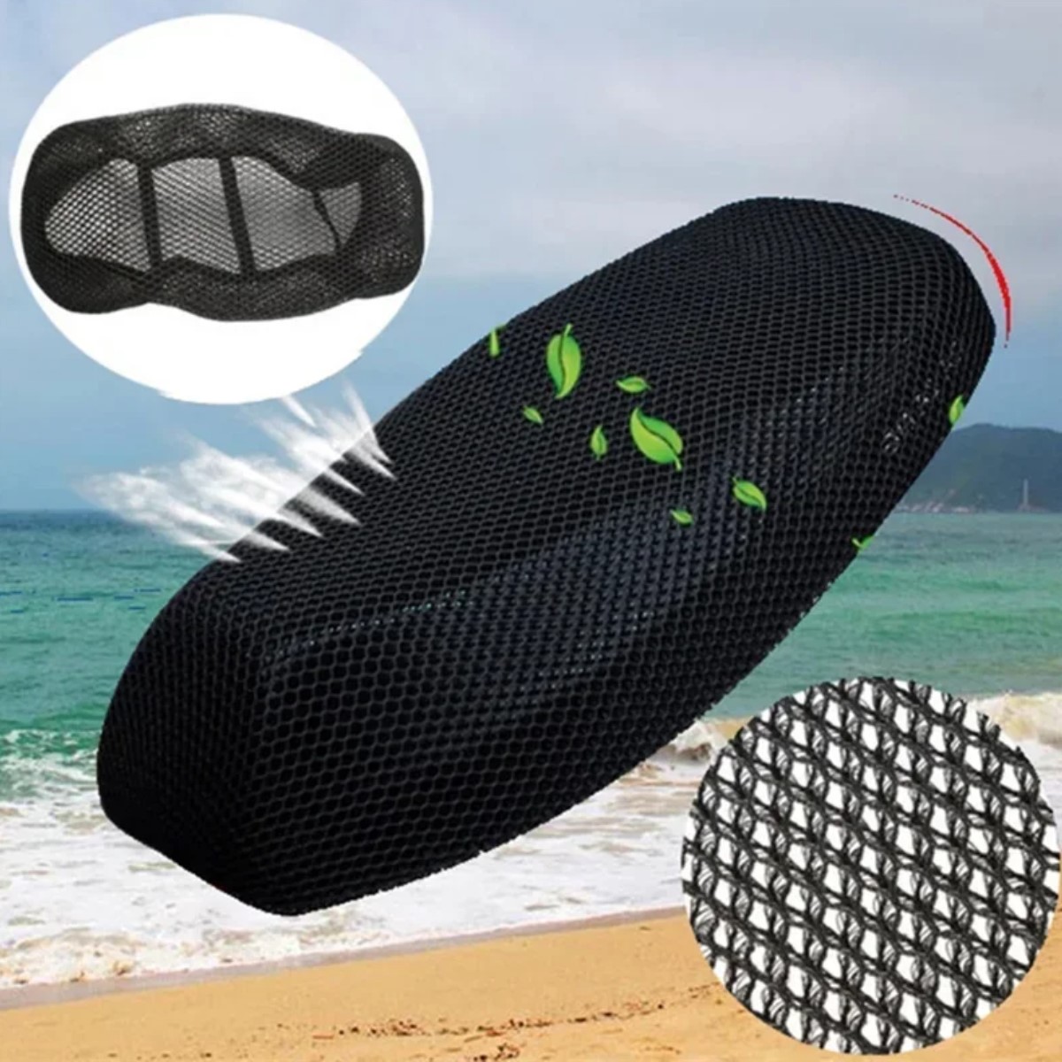 Funda protectora malla negro ft150 transpirable 3D asiento moto cubierta térmico protector solar