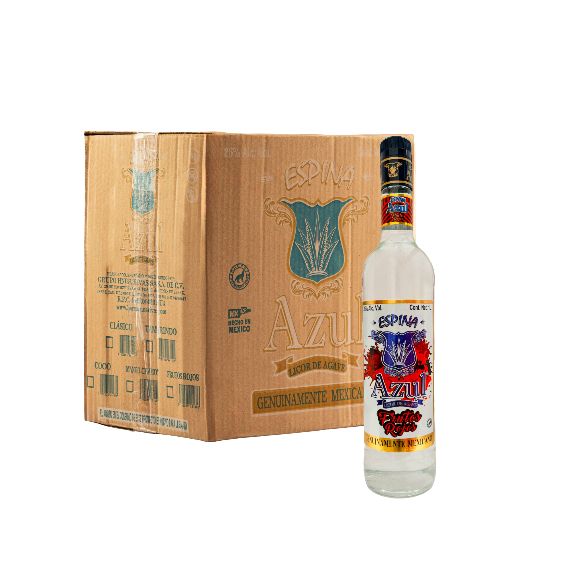Caja Licor de Agave Espina Azul Frutos Rojos 1000 Ml