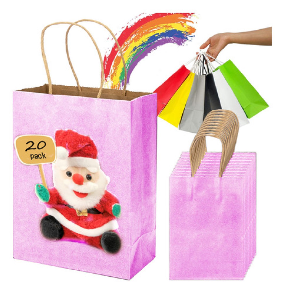 Bolsas de Regalo Papel Kraft Bolsas De Dulces Ecológicas 20 Pcs violeta