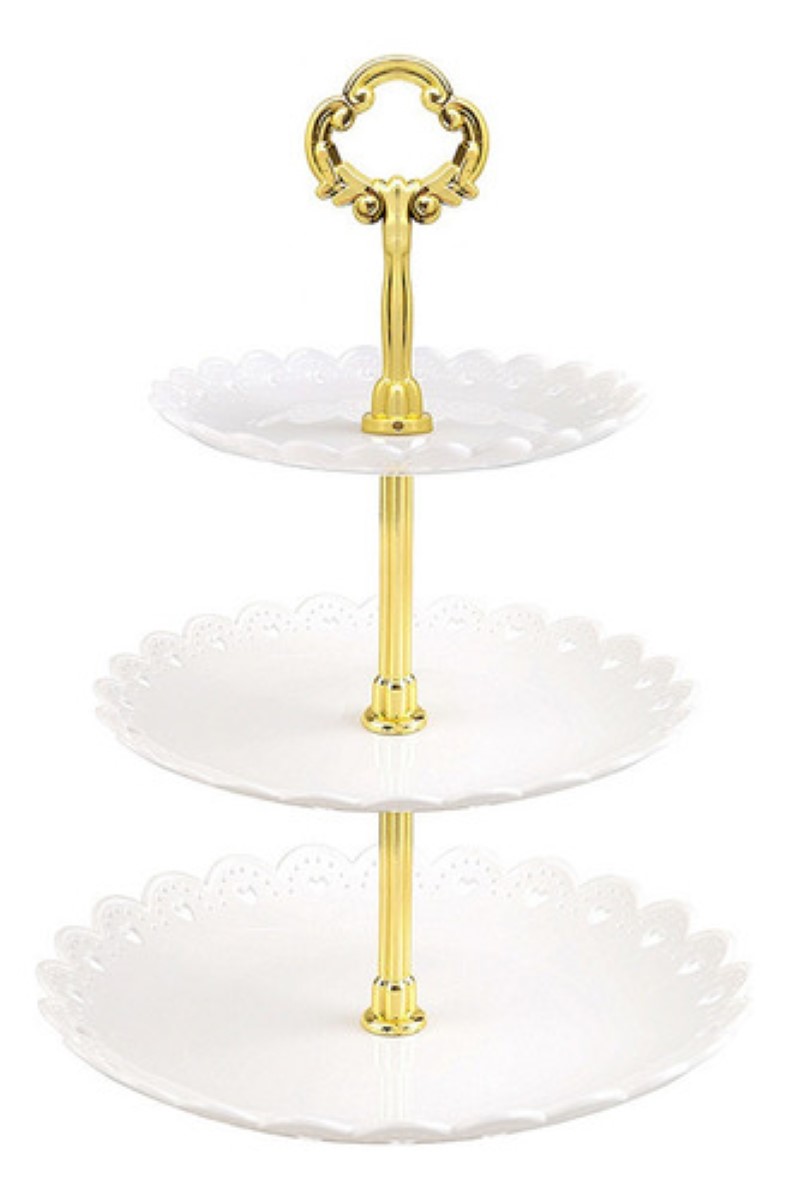Exhibidor 3 Niveles Soporte Base Para Cupcakes Y Postres blanco
