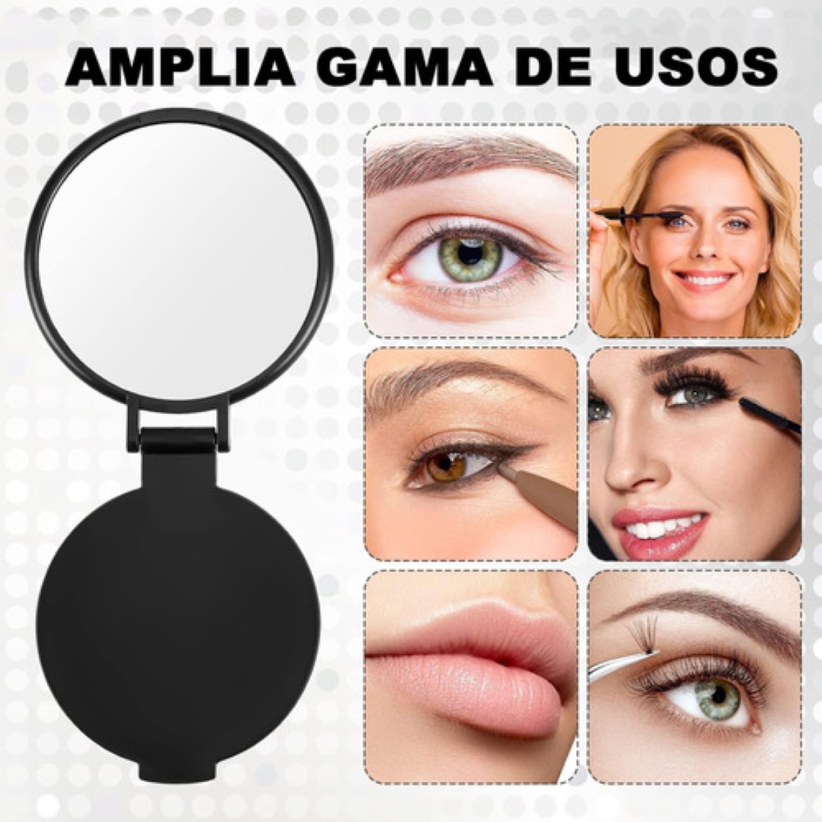 Espejo Portatil De Maquillaje Recuerdo Boda Fiesta Regalo 50 pzs, Negro