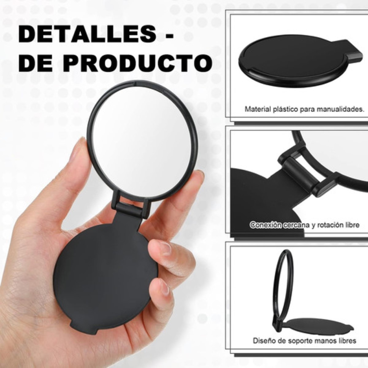 Espejo Portatil De Maquillaje Recuerdo Boda Fiesta Regalo 50 pzs, Negro