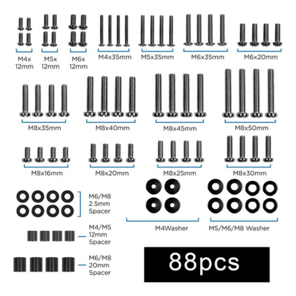 Kit Universal De Montaje Set De Tv Tornillos Para Tv Soport negro