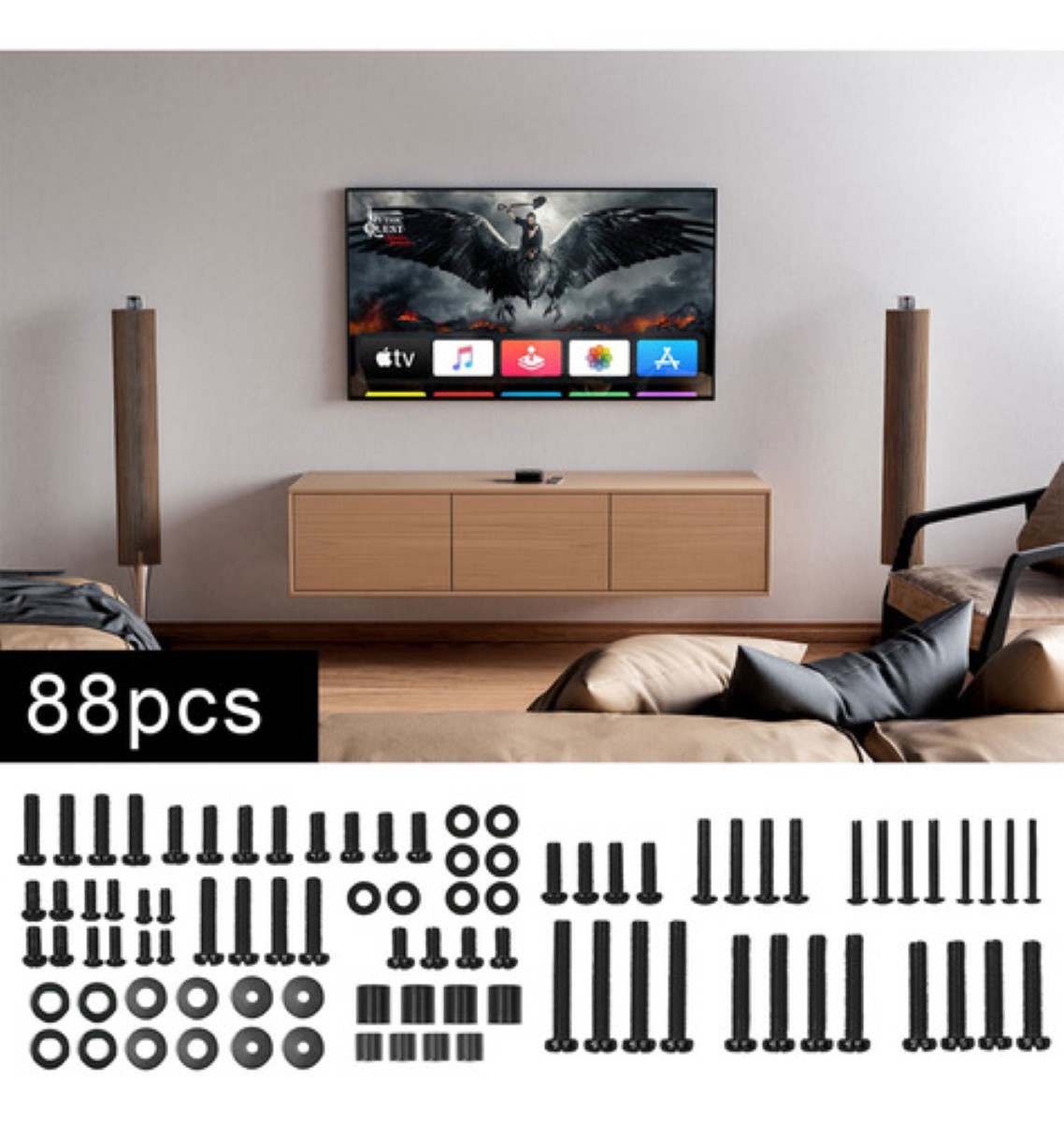 Kit Universal De Montaje Set De Tv Tornillos Para Tv Soport negro