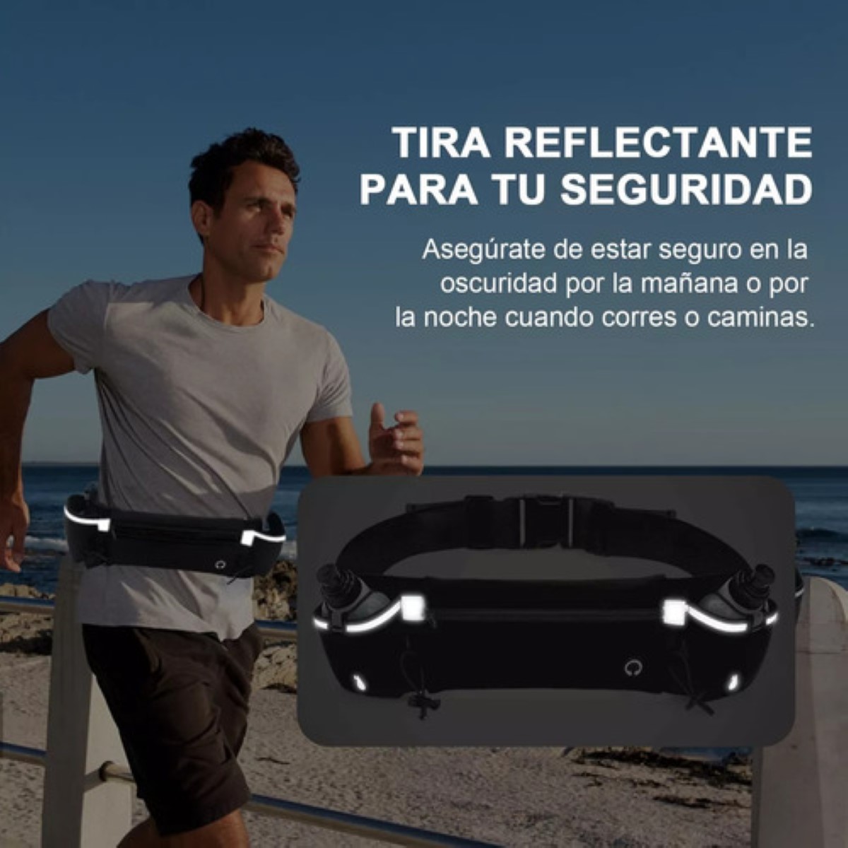 Cinturón De Hidratación Para Correr Con Botellas negro