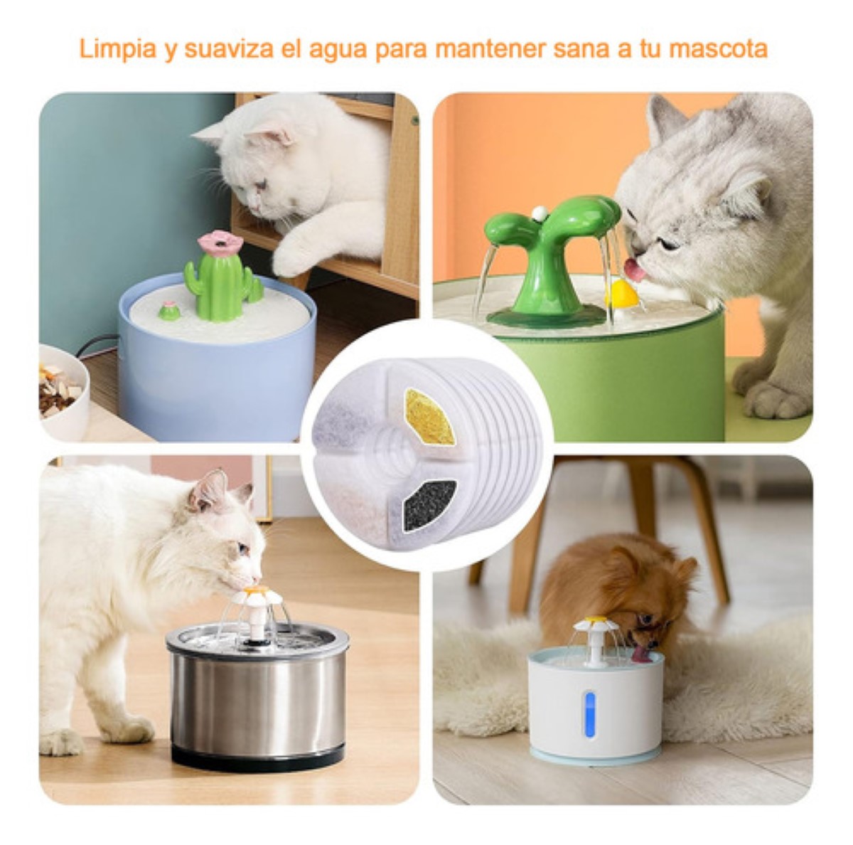 Filtro De Repuesto Para Fuente De Gato 12 Piezas blanco