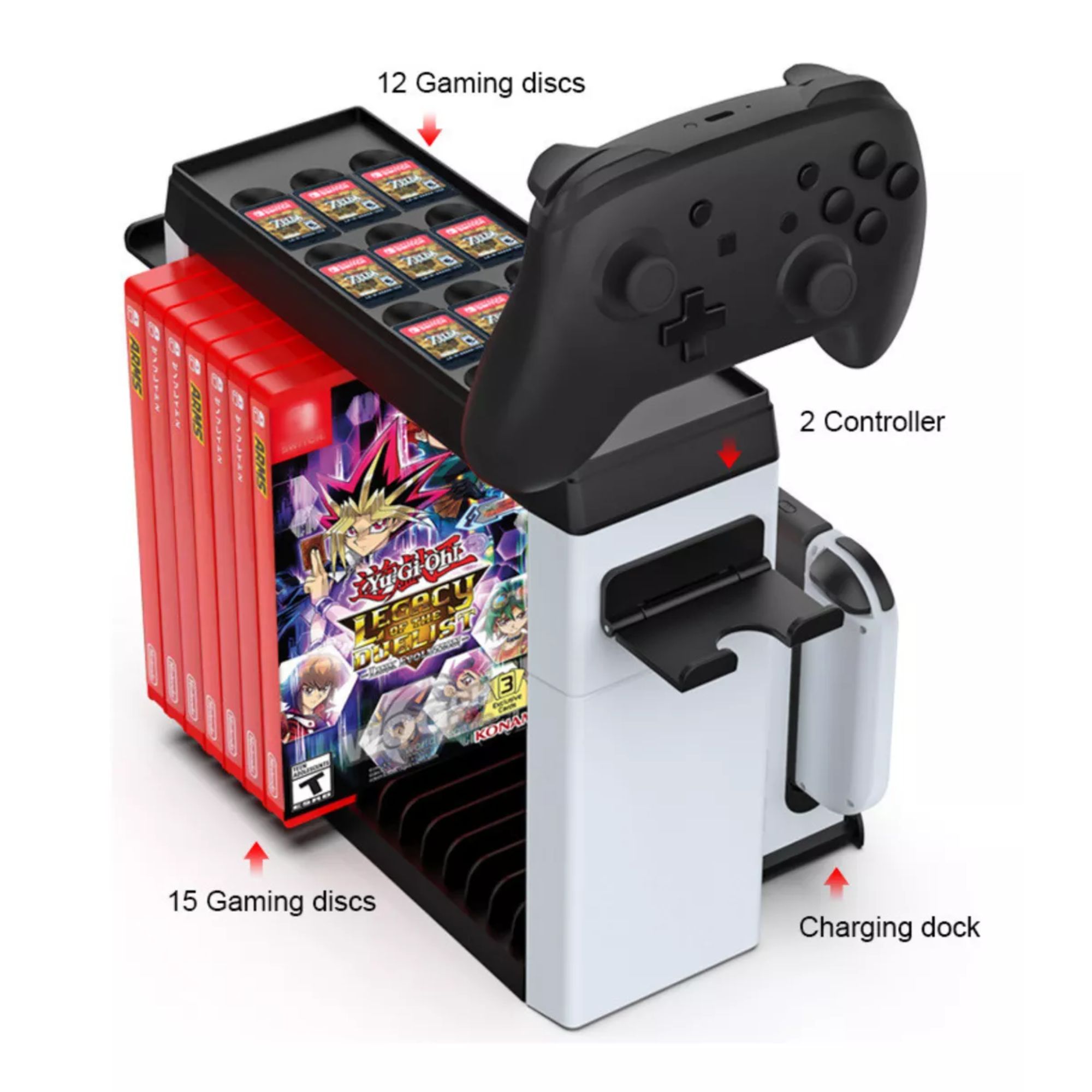 Torre De Almacenamiento Juegos Control Para Nintendo Switch Color Blanco