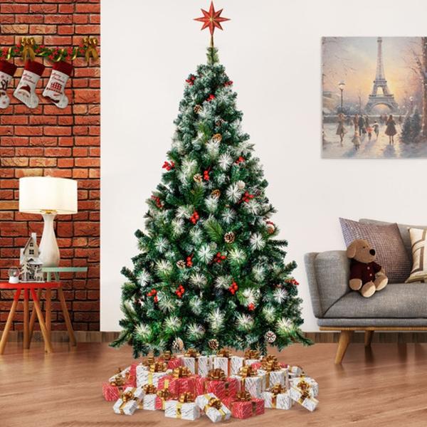 Arbol De Navidad Nevado 2.10 M Pino Navideño 1256 Ramas