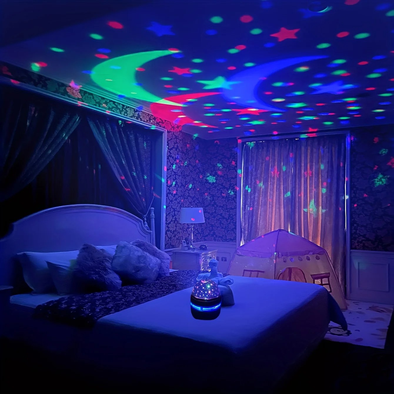 Lámpara proyector LED decoración hogar luz luna automática USB cielo estrellado colorido luces