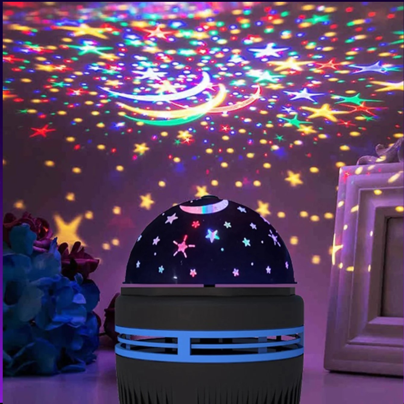 Lámpara proyector LED decoración hogar luz luna automática USB cielo estrellado colorido luces