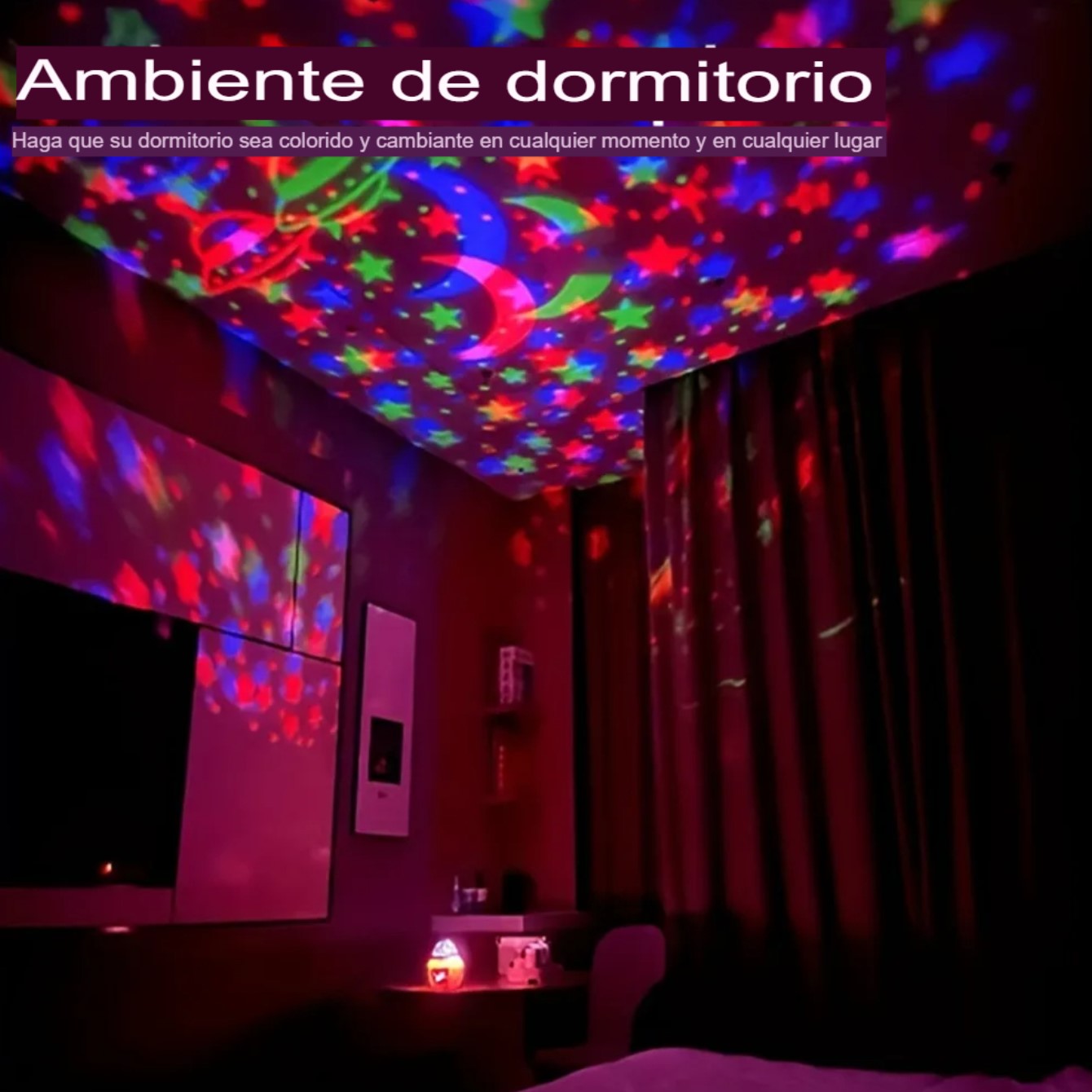 Lámpara proyector LED decoración hogar luz luna automática USB cielo estrellado colorido luces