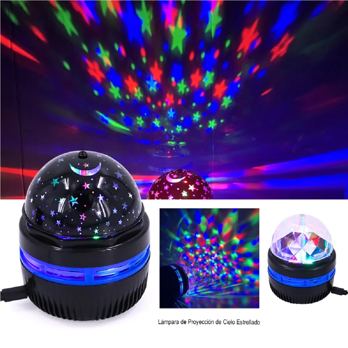 Lámpara proyector LED decoración hogar luz luna automática USB cielo estrellado colorido luces