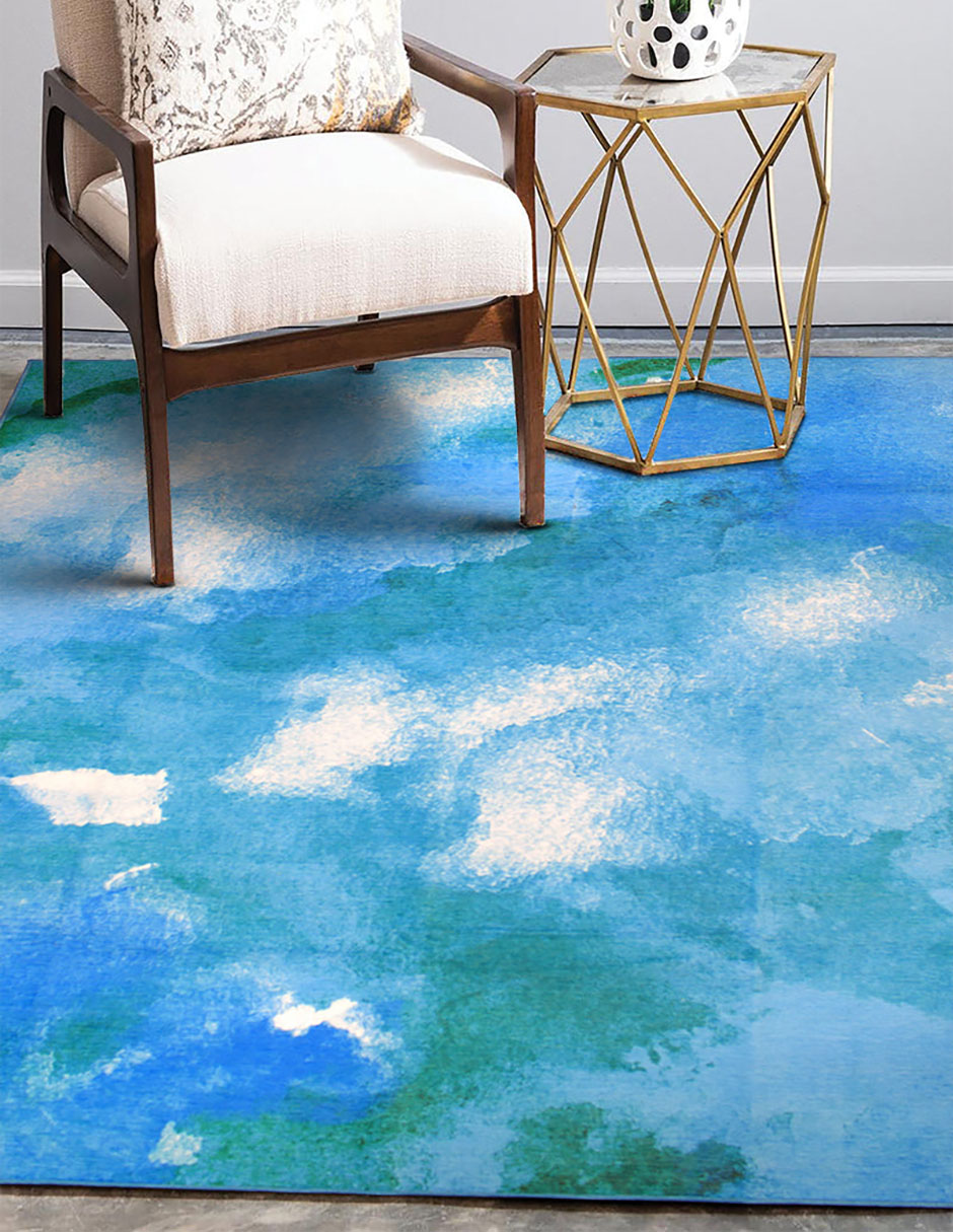 Tapete Alfombra Decorativo Lavable Aqua Acuarela - Fine Art Tj