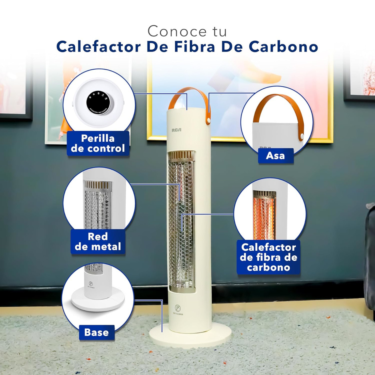 Calefactor Eléctrico RCA RC-H10 pedestal oscilación 600W 120V