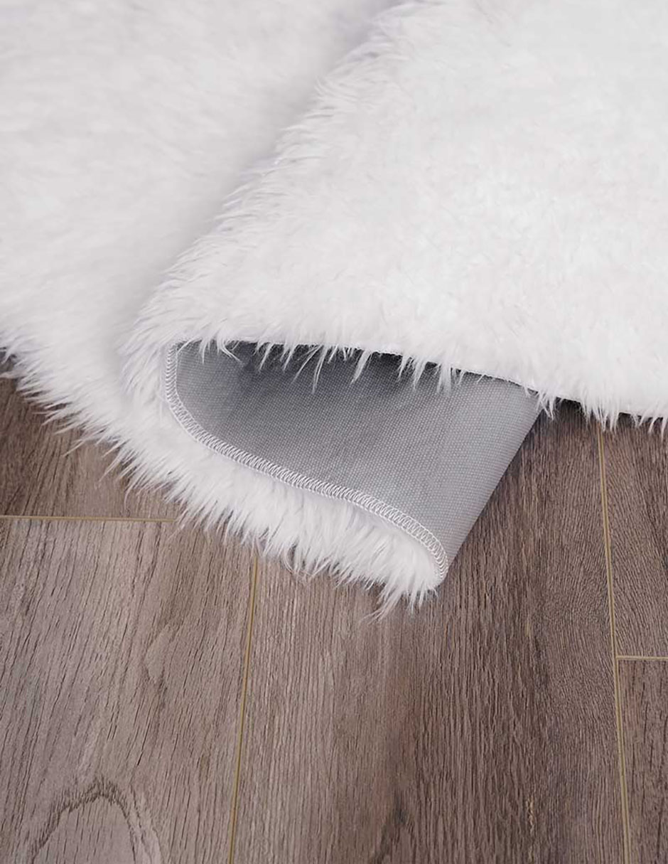 Tapete Alfombra Decorativo de pelo largo lavable blanca redonda - Fine Art Tj