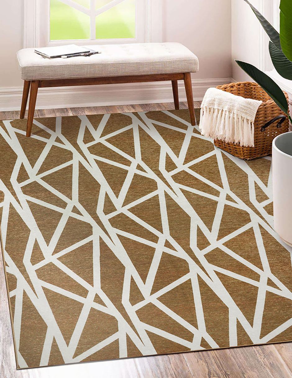 Tapete Alfombra Decorativo Lavable Intersecciones Camello - Fine Art Tj