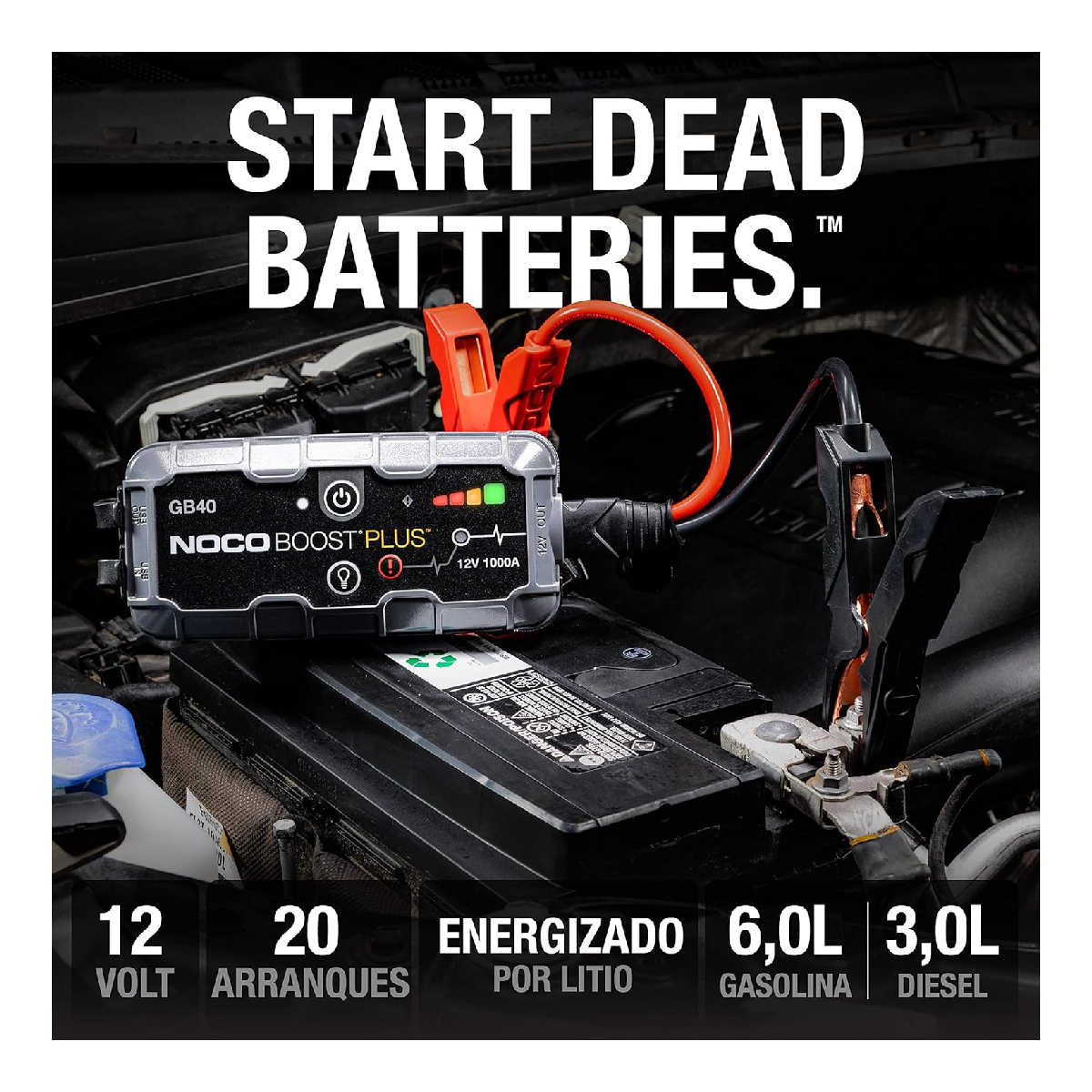 NOCO Boost Plus GB40 1000A 12V Arrancador de Batería de Litio UltraSafe