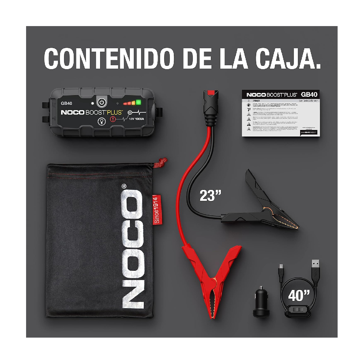 NOCO Boost Plus GB40 1000A 12V Arrancador de Batería de Litio UltraSafe