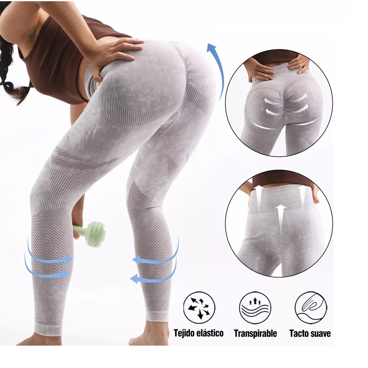 Leggins Deportivos Anticelulitis Efecto Levanta Gluteos Talla M Blanco