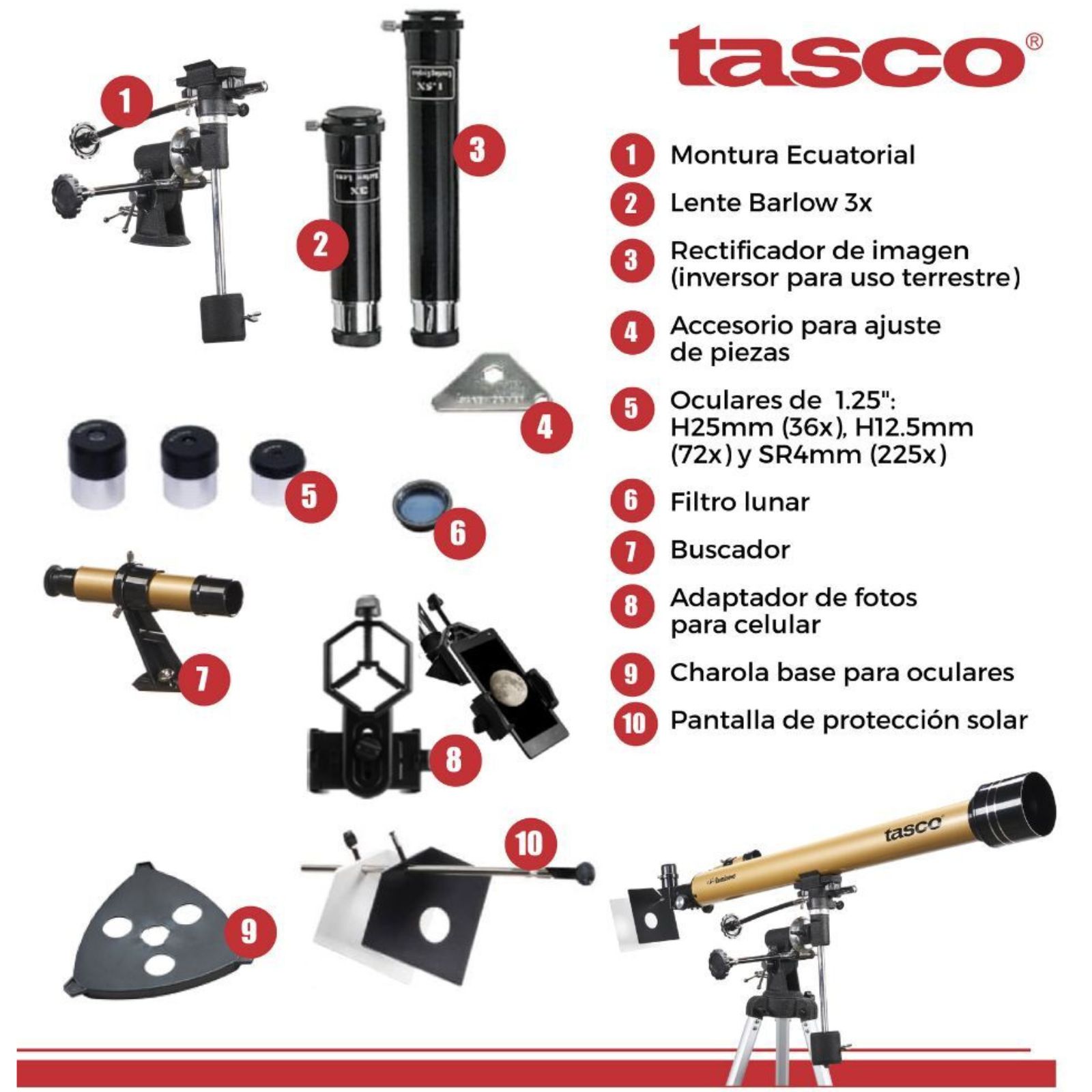 Telescopio Tasco Luminova Refractor 900x60 Ecuatorial con Mirilla 6x24