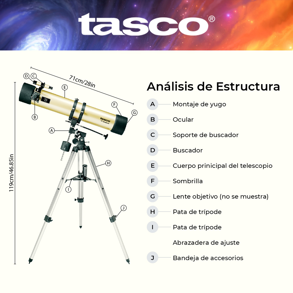 Telescopio Tasco Luminova Reflector 900X114 mm Profesional
