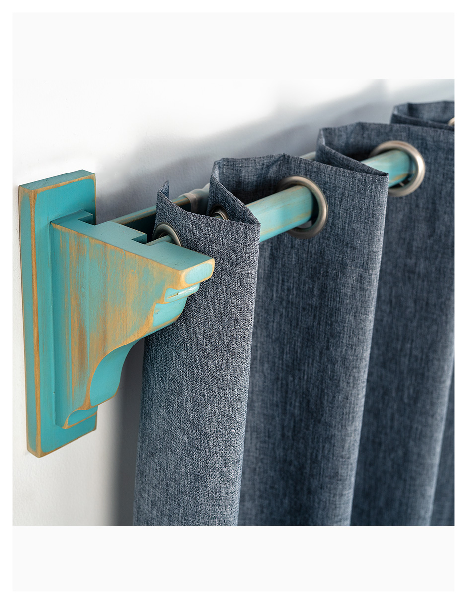 Cortinero Artesanal de Madera Doble Livorno Azul 2.40 m