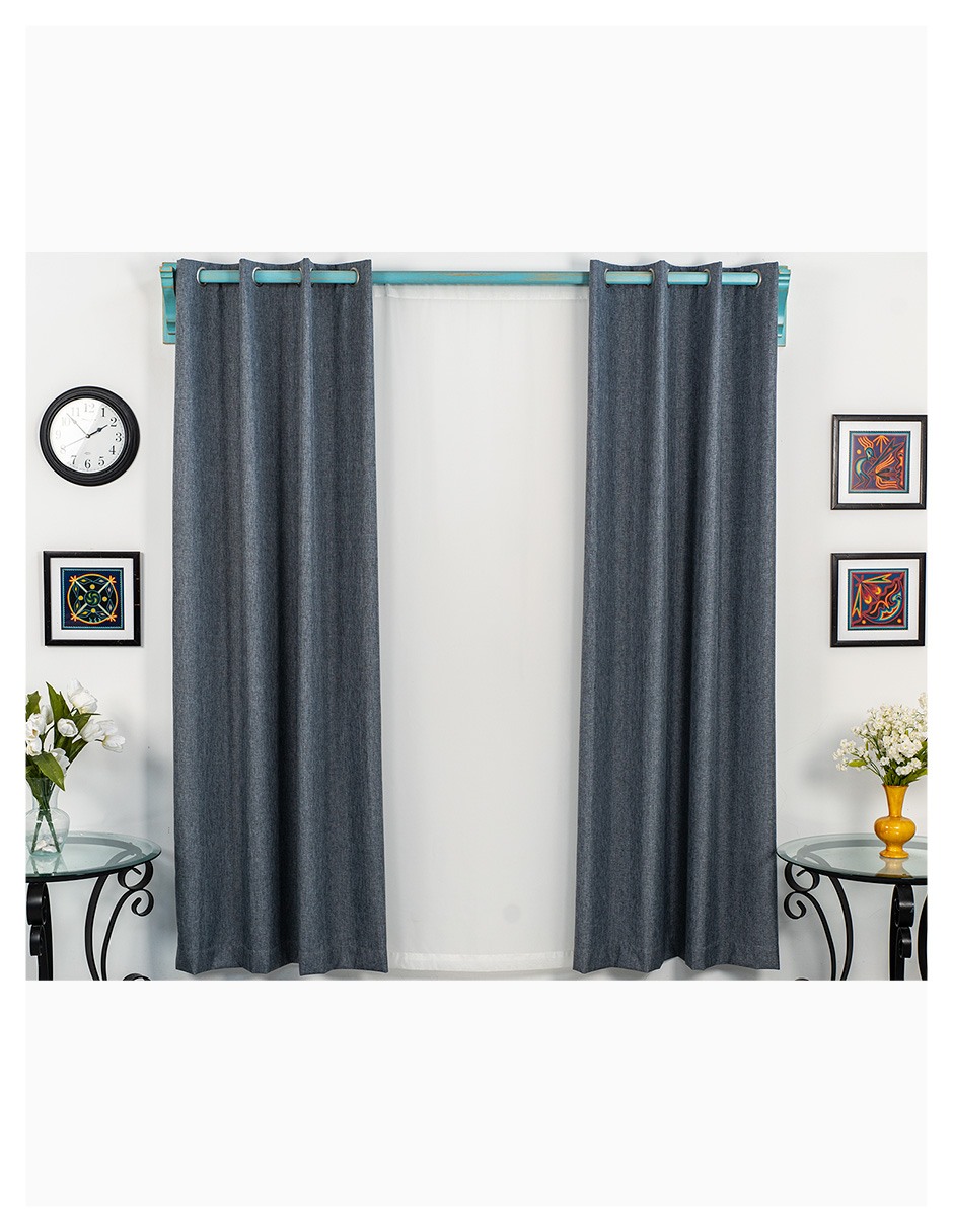 Cortinero Artesanal de Madera Doble Livorno Azul 2.40 m