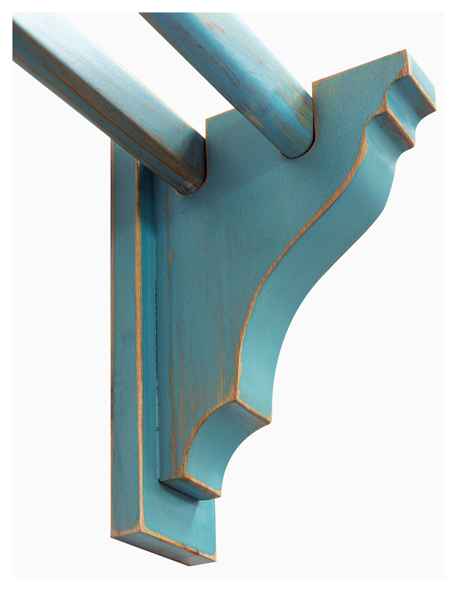 Cortinero Artesanal de Madera Doble Livorno Azul 2.40 m