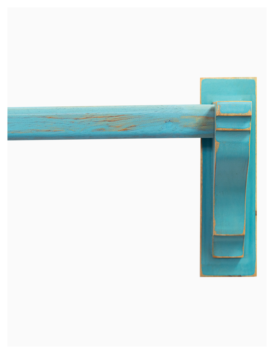 Cortinero Artesanal de Madera Doble Livorno Azul 2.40 m