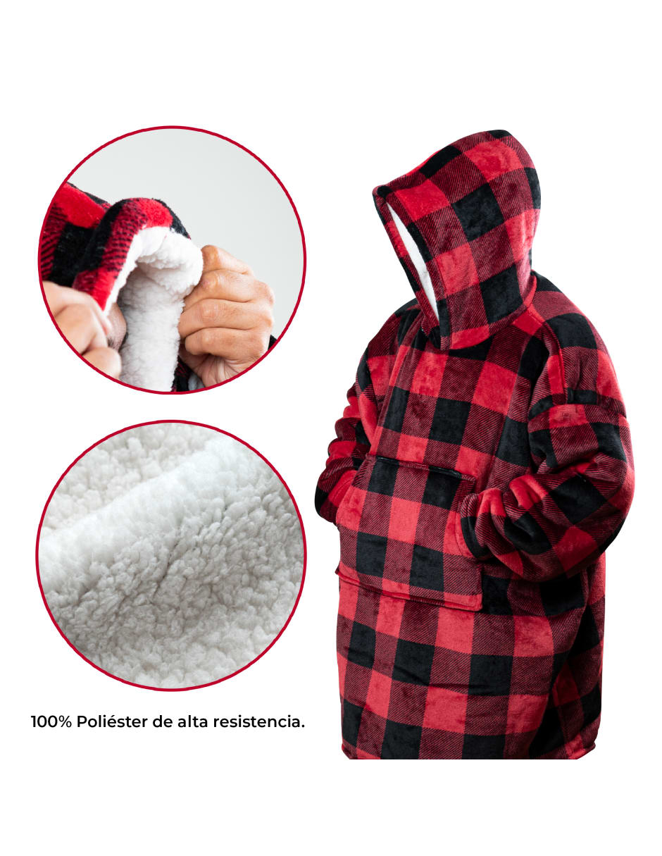 Sudadera Gigante con Capucha a Cuadros Para Adulto Unitalla