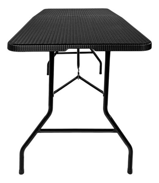 Mesa Plegable Rattan 1.80m Negra Portafolio Jardin Exterior