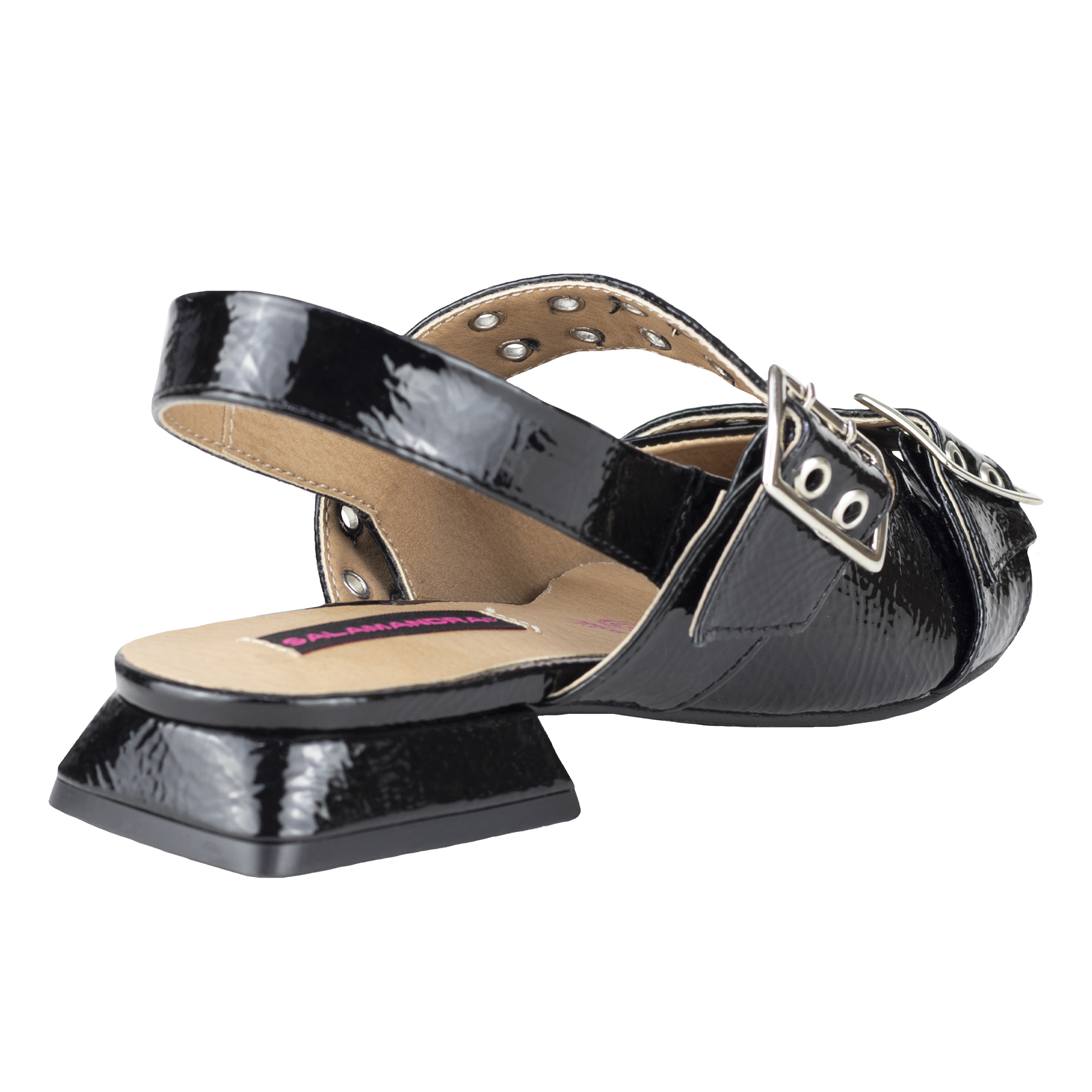 Zapato Flat Mujer Salamandra Destalonado 29405-G Negro Tacón