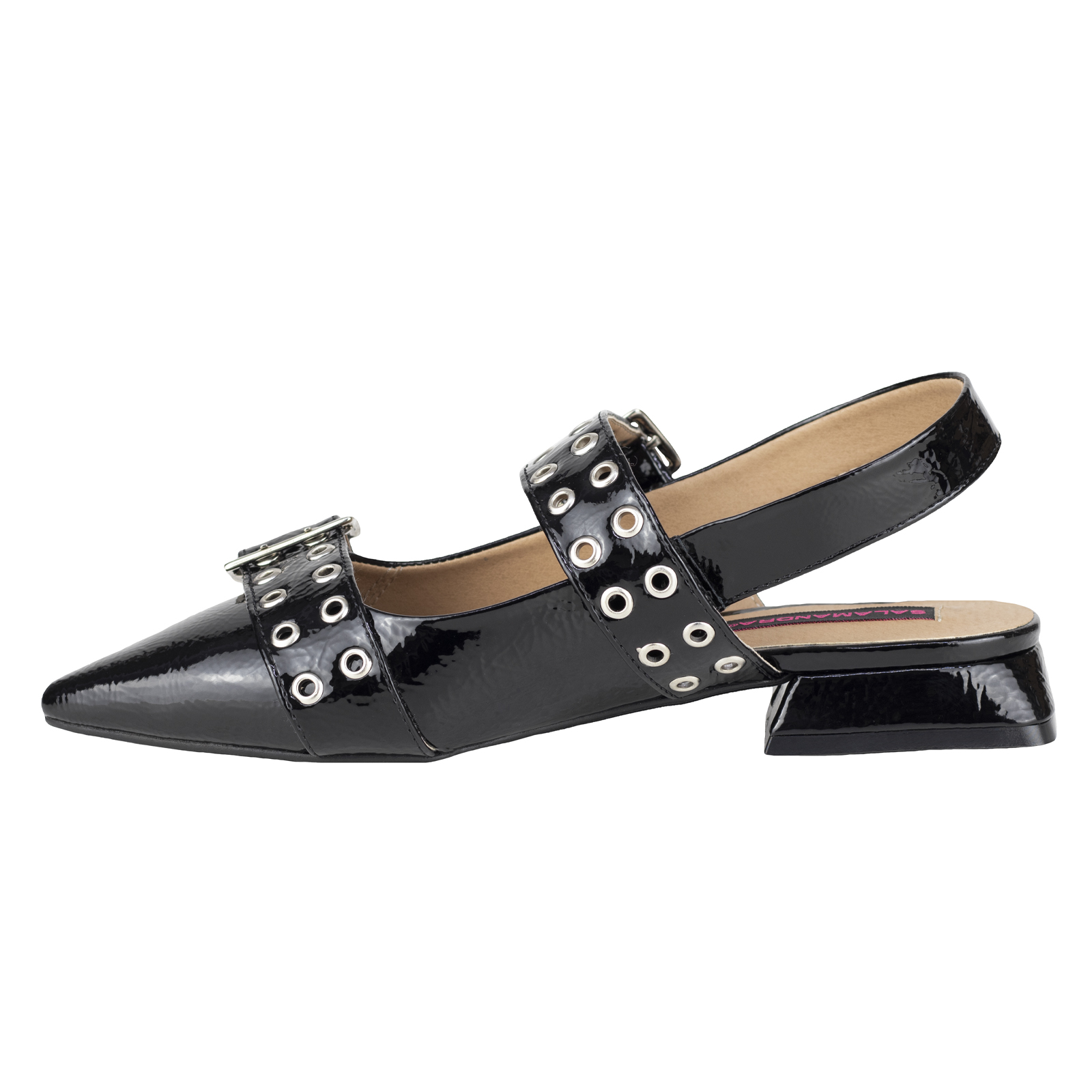 Zapato Flat Mujer Salamandra Destalonado 29405-G Negro Tacón
