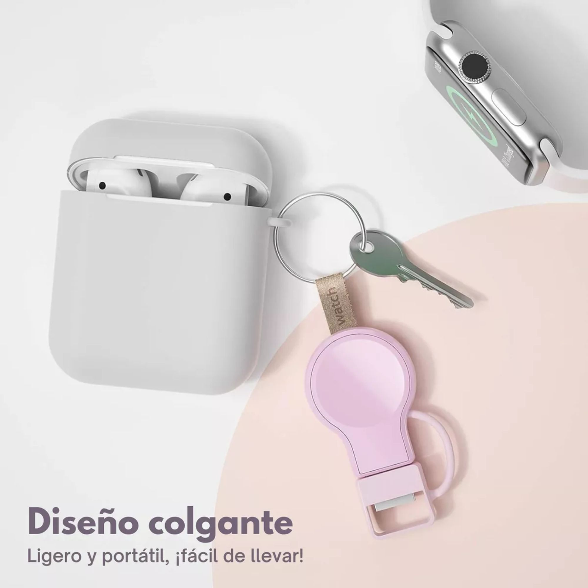 Cargador Portátil Magnético Carga Rápida Para Apple Watch Color Rosa