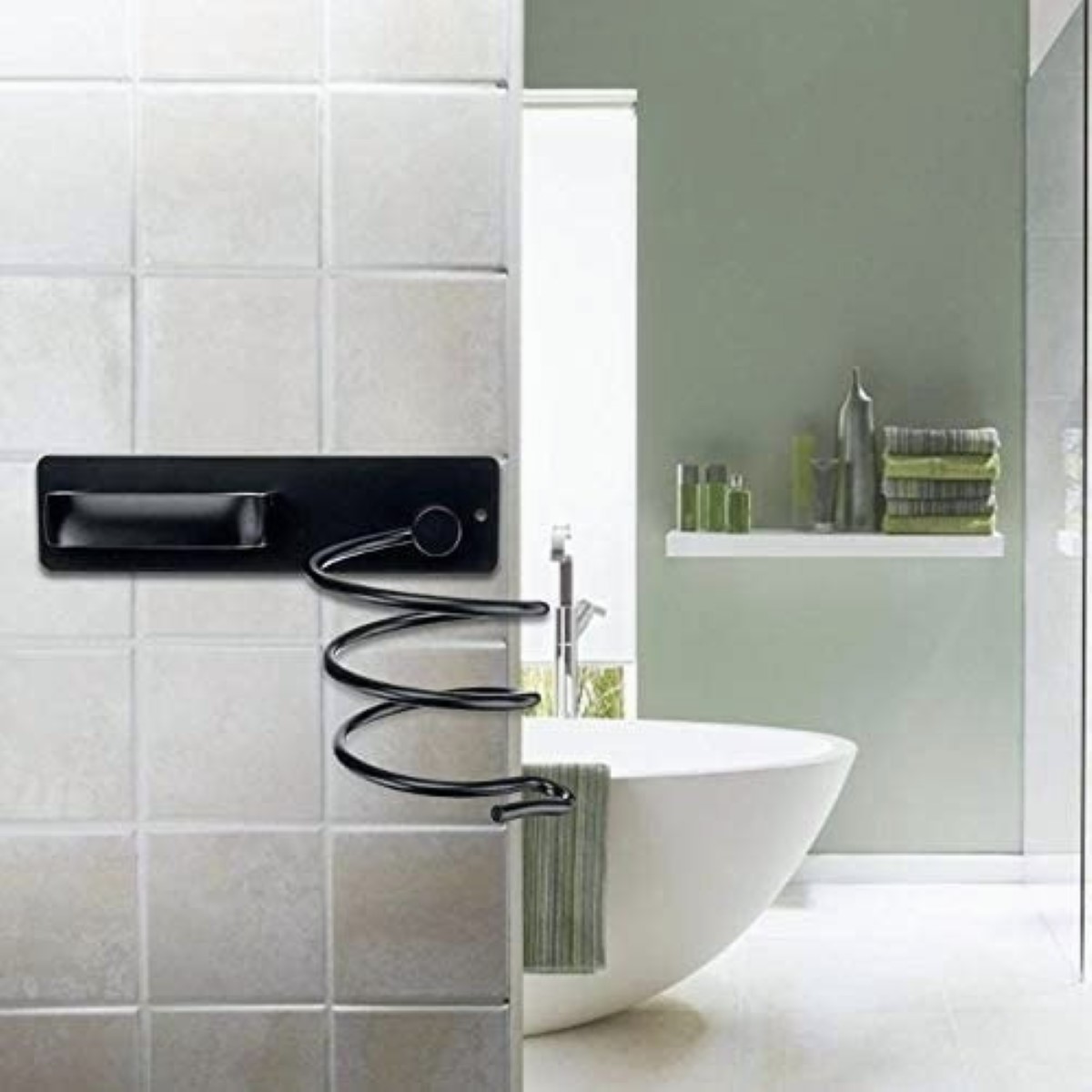 Soporte Para Secadora Plancha Pelo Alisador Baño Montaje negro