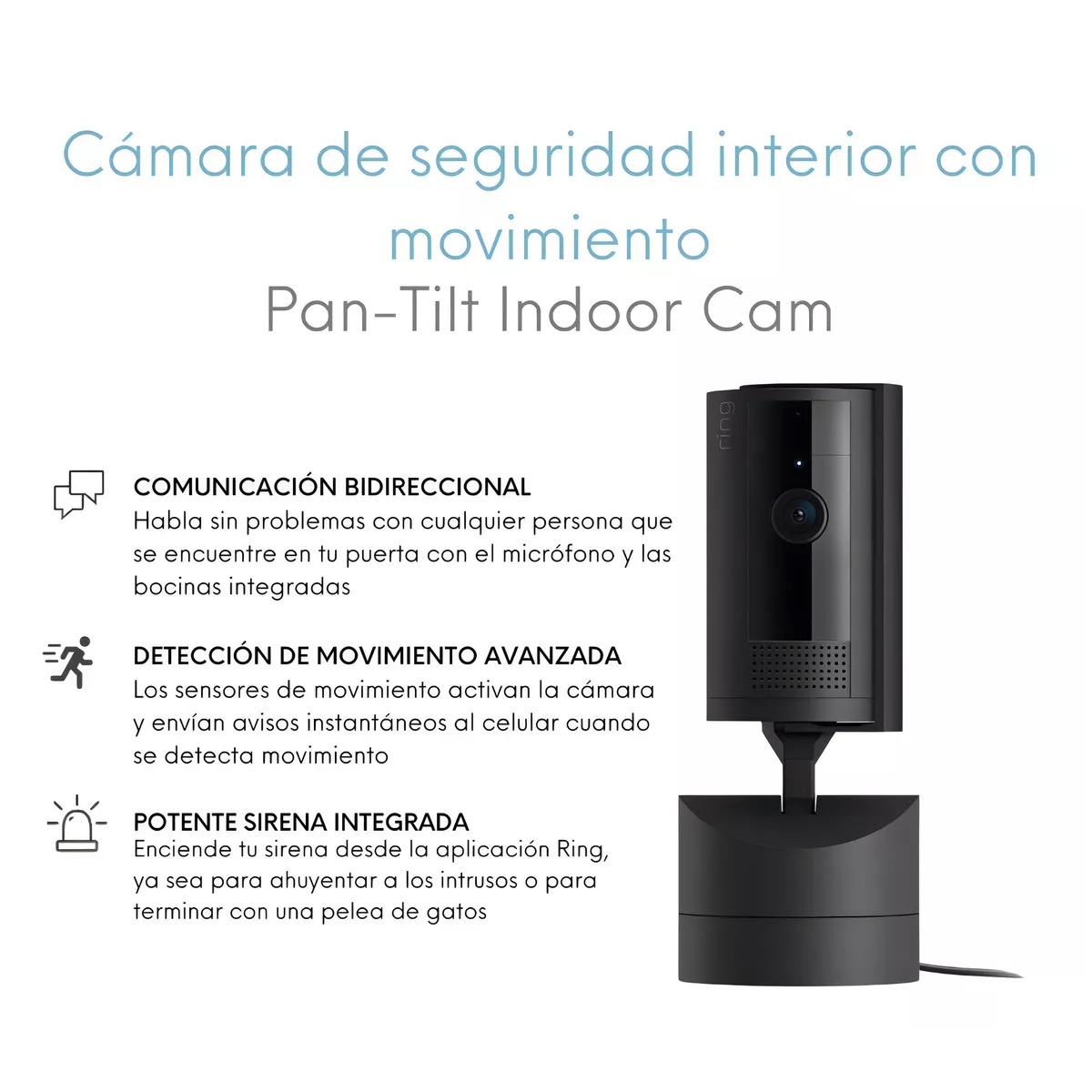 Cámara de Seguridad Interior con Movimiento Ring Pan-Tilt Indoor Negro