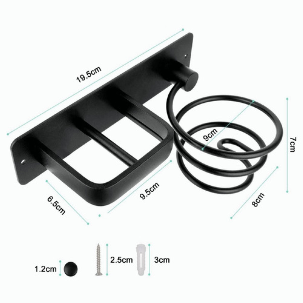 Soporte Para Secadora Plancha Pelo Alisador Baño Montaje negro