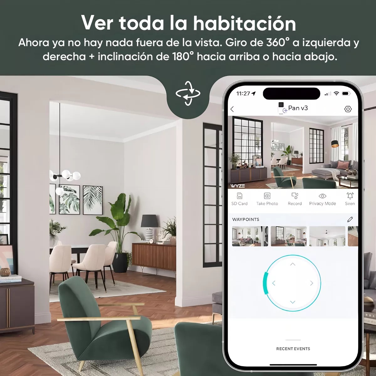  Cámara de Seguridad WiFi con Horizontal/Vertical/Zoom de 2MP Blanco