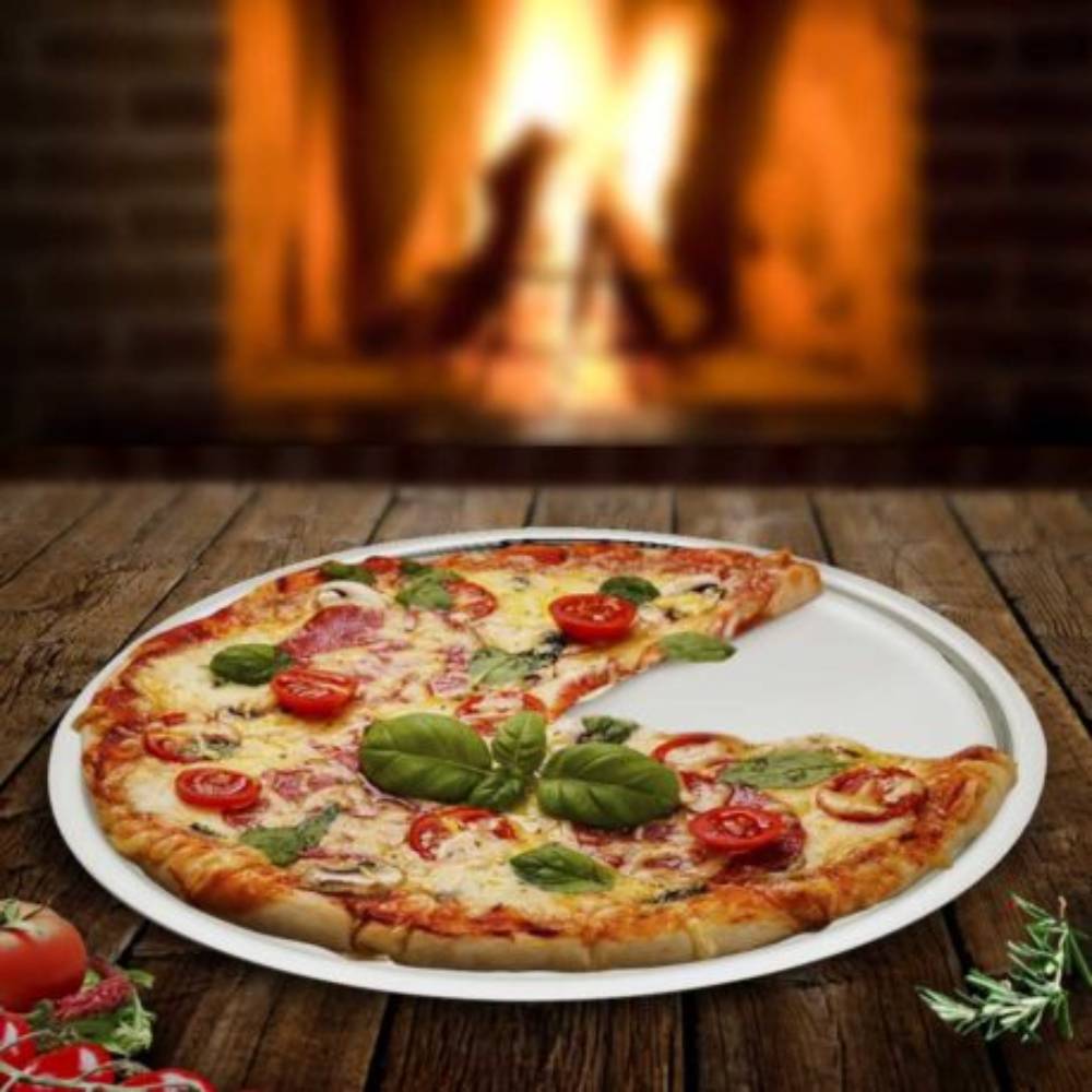 Charola para pizza Moven Class 1 Pieza Acero Inoxidable Grande 28cm