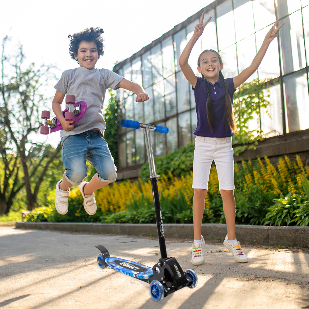 Scooter Patín Movible Infantil Led Diseño Niñas Y Niños Azul