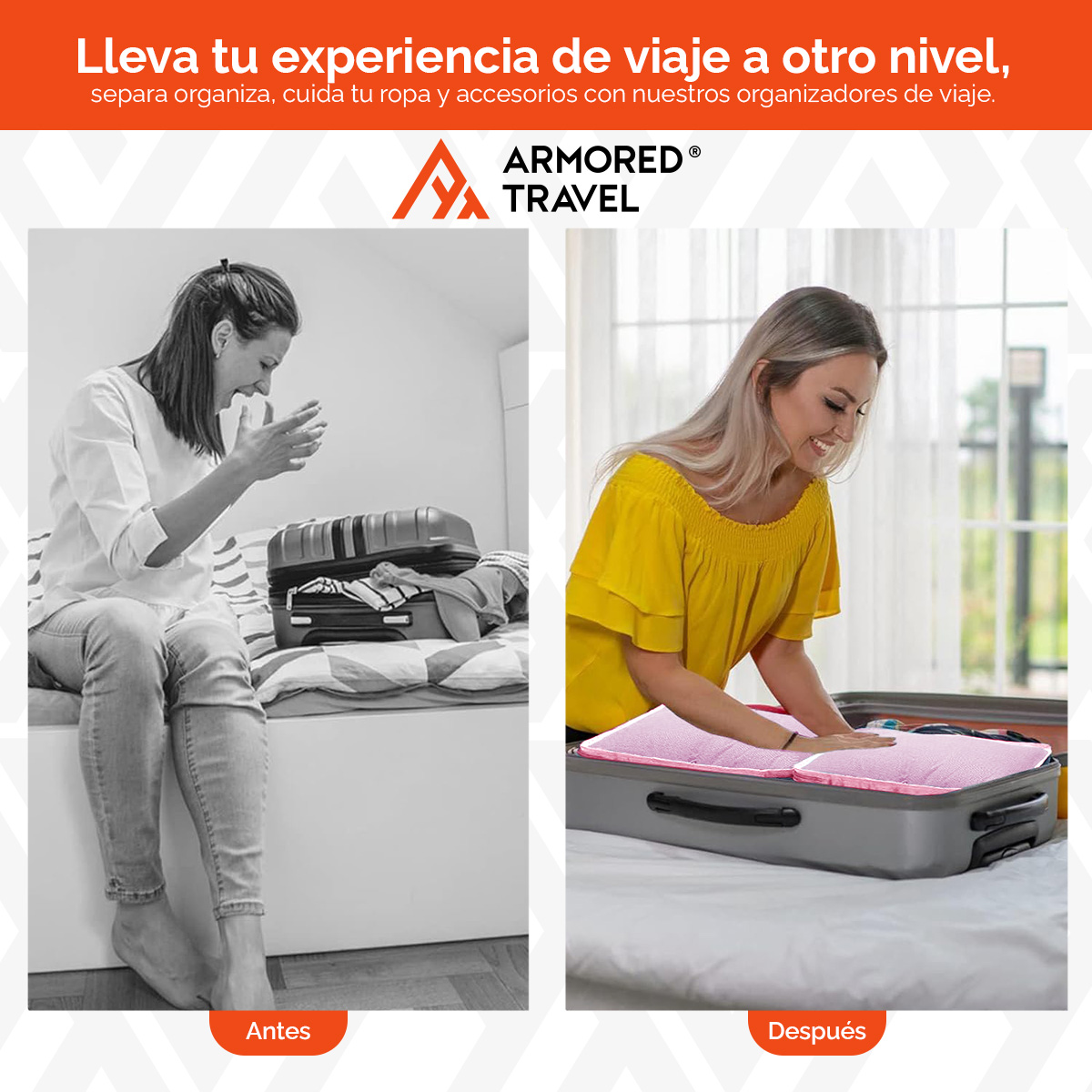 Organizadores de viaje para maletas bolsas organizadoras paquete 10 piezas ROSA-AGATA esenciales para viaje Armored Travel