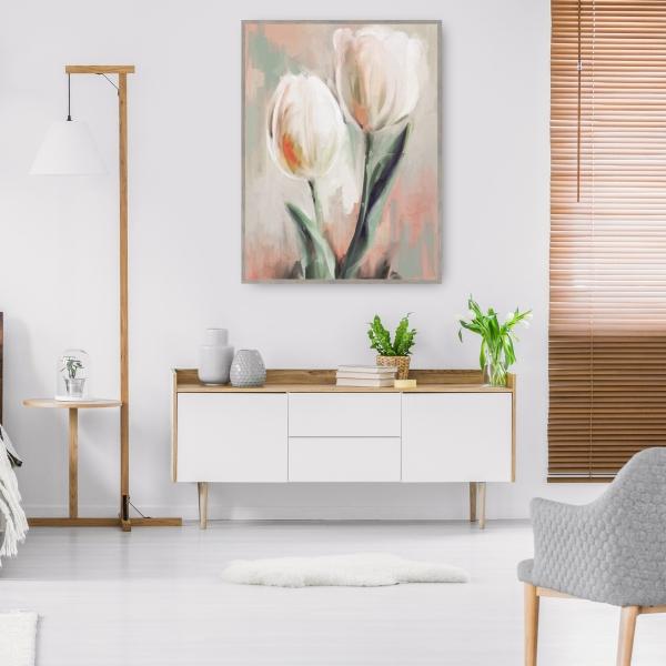 Duetos de tulipanes I de Studio Arts - Impresión en Lienzo Enmarcado - Fine Art Tj