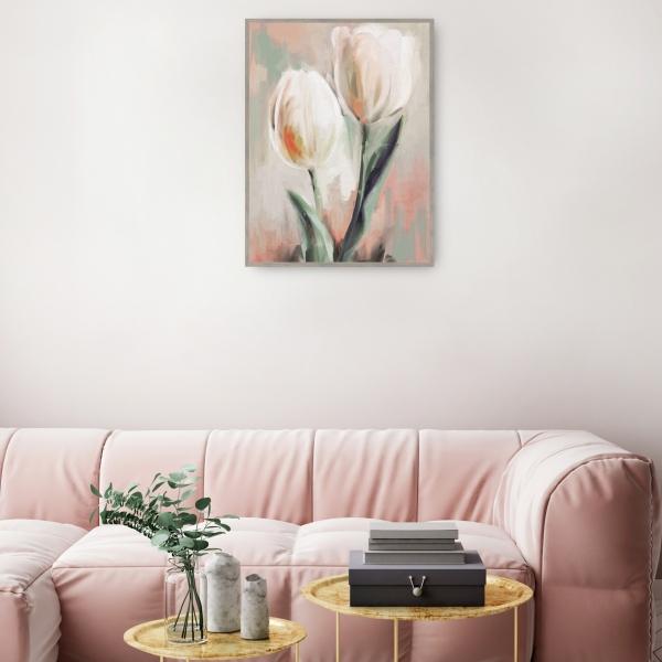 Duetos de tulipanes I de Studio Arts - Impresión en Lienzo Enmarcado - Fine Art Tj
