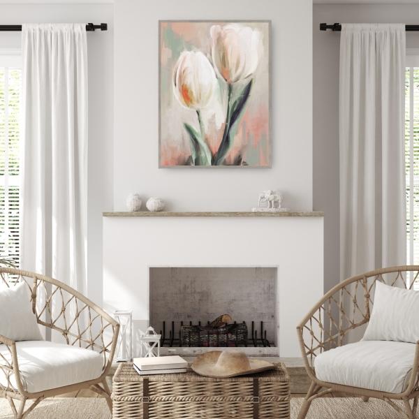 Duetos de tulipanes I de Studio Arts - Impresión en Lienzo Enmarcado - Fine Art Tj