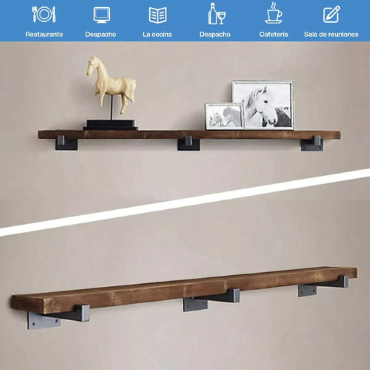 Soporte Para Repisas Flotante Acero Mensula 25 cm 4 pzs negro